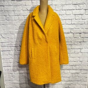 Magaschoni Textured Teddy Coat in Mustard
